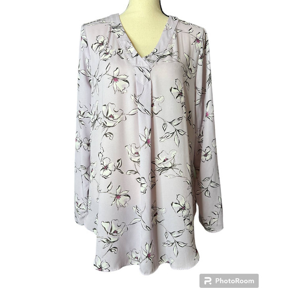 Apt. 9 Women's Tunic Blouse Size XL in Purple w/Black and White Floral Print - Picture 1 of 6